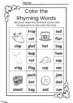 March and Spring Themed Rhyming Worksheets by Riley's Resources | TPT