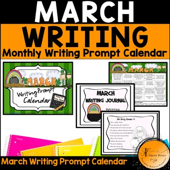 Preview of March and Spring Writing Prompt Calendar Monthly Journal Primary Paper