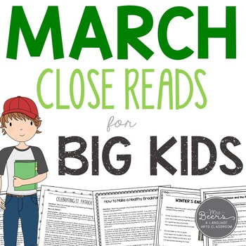 Preview of March and St. Patrick's Day Reading Passages with Comprehension Questions