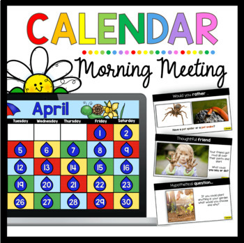 Preview of April calendar and morning meeting for kindergarten - Songs - Digital Easter
