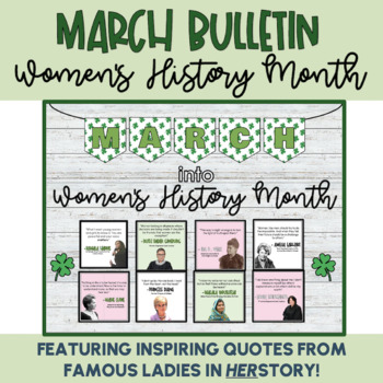 Preview of March into Women's History Month Bulletin Board with Quotes 