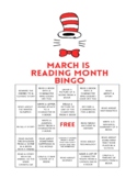 March is Reading Month Bingo Chart with  Reading and Writi