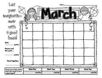 March is Reading Month Spring Reading Goals Calendar by Andrea Ortell