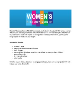 Preview of March is Women's History Month - research project