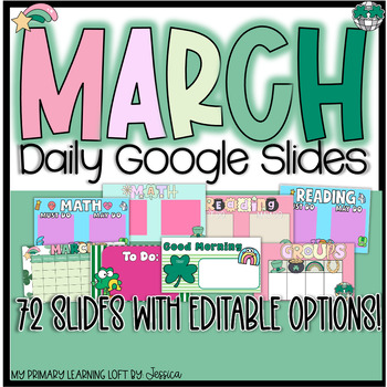 Preview of March morning google slides template agenda  |St. Patrick's Day Digital Resource