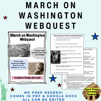 Preview of March on Washington Webquest (I have a Dream, Martin Luther King Jr)