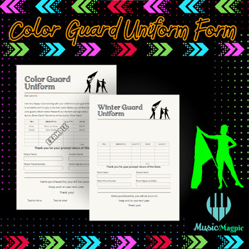 Preview of Marching Band: Color Guard Order Form Template