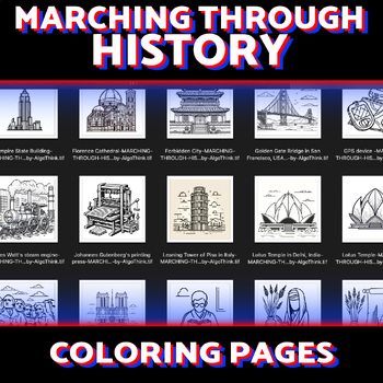 Preview of 60+ Marching Through History Coloring Pages Pack