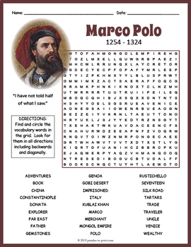 marco polo activity word search fun by puzzles to print tpt