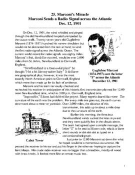 Preview of Marconi's Miracle - Pioneers Radio - 1 Pg literacy article with Questions