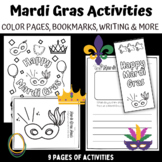 Mardi Gras Activities Coloring Page, Coloring Bookmarks, M