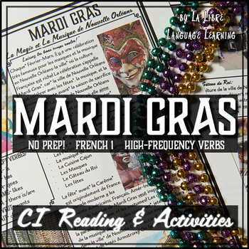 Preview of Mardi Gras Activities | French High-Frequency Verb Reading