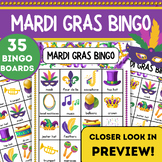 Mardi Gras Bingo Game Activity | 35 Boards, Calling Cards 