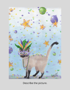 Preview of Mardi Gras Cat | Meowdi Gras Describe the Picture Activity