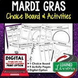 Mardi Gras Activities, Choice Board, Google Link, Digital 
