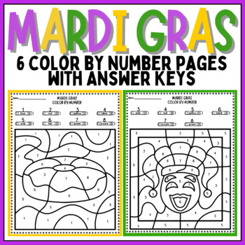 Mardi Gras Color By Number Coloring Pages- Fat Tuesday - Numbers 0-10
