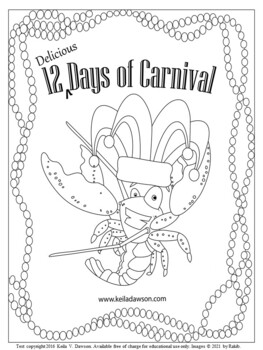 Preview of Mardi Gras Coloring and Song Book - 12 Delicious Days of Carnival
