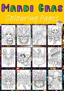 Preview of Mardi Gras Coloring Pages: Shrove Tuesday, Fat Tuesday