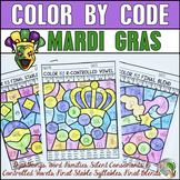Mardi Gras Coloring Pages | Mardi Gras Color by Code Phonics