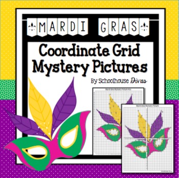 Preview of FREE Mardi Gras Coordinate Graphing Mystery Pictures (5th - 9th)