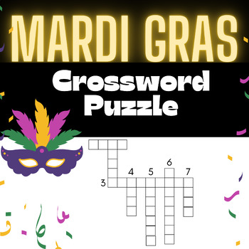 Preview of Mardi Gras Crossword Puzzle Activity Worksheet Simply Starkey