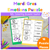 Mardi Gras Colorable Emotions Puzzle, SEL, No-Prep Printab