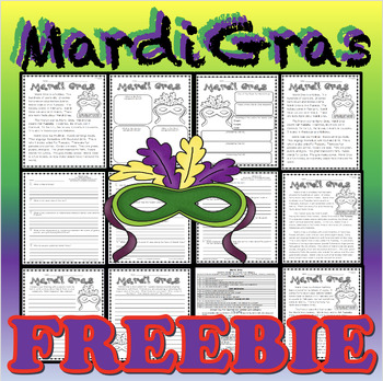 Preview of Mardi Gras FREEBIE Close Reading Passage & Activities: Common Core Aligned