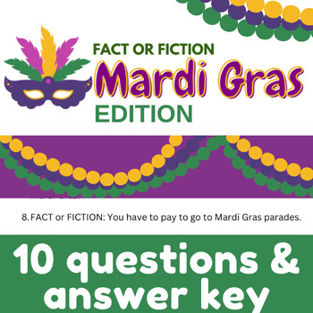 Preview of Mardi Gras Fact or Fiction Worksheet Simply Starkey