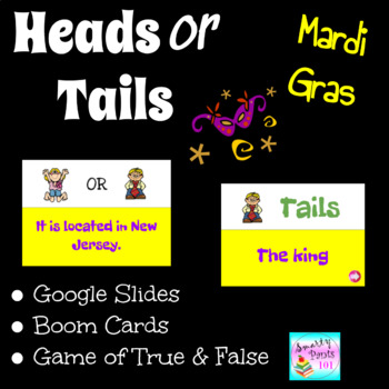 Preview of Mardi Gras Heads or Tails Digital BOOM and Google Slides™ Bundle
