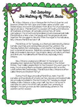 Mardi Gras History Informational Book by Kindershenanigans | TpT