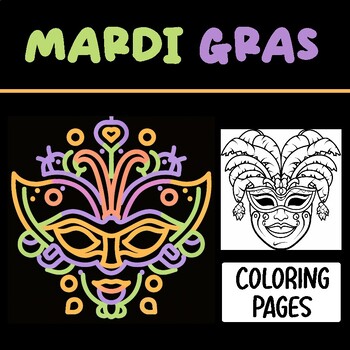 Preview of Mardi Gras Mask Cartoon coloring pages