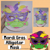 Mardi Gras Mask Craft Alligator Project Coloring Pages Act