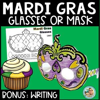 Preview of Mardi Gras Mask Glasses Craft Activity