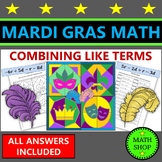 Mardi Gras Math Coloring Activities Combining Like Terms Fun Math