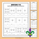 Mardi Gras Math Worksheets Addition with Pictures Adding N