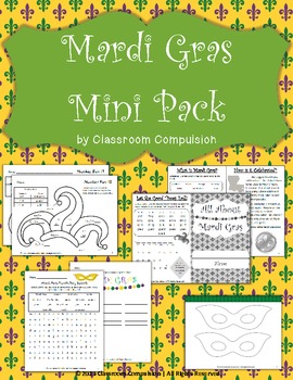 Preview of Mardi Gras Mini Pack (Informational Booklet, Craft, Puzzles)