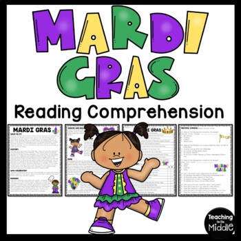 Preview of Mardi Gras Reading Comprehension Worksheet Fat Tuesday Informational Text