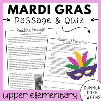 Preview of Mardi Gras Reading Comprehension Passages and Questions