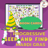 Mardi Gras Seek and Find I Spy Progressive Difficulty Boom Cards