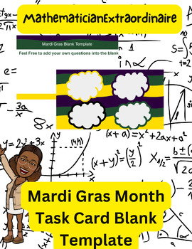 Preview of Mardi Gras Themed Blank Task Card Template