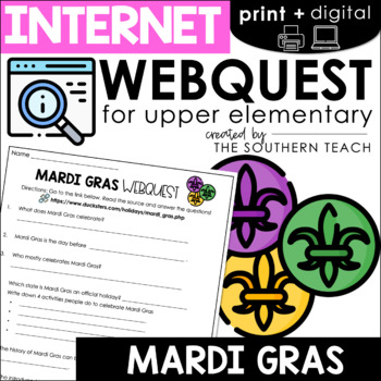 Preview of Mardi Gras WebQuest - Internet Scavenger Hunt Activity