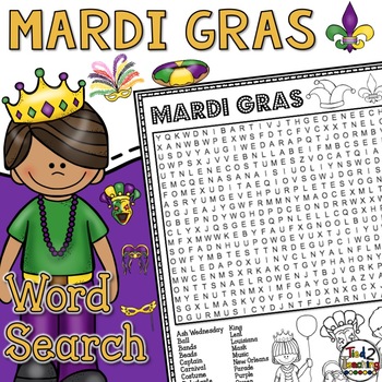 MARDI GRAS CARNIVAL Word Search Puzzle Worksheet Activity