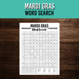 Mardi Gras Word Search Puzzle Activity | Fat Tuesday Printable