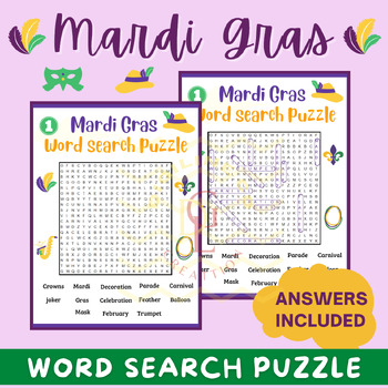 Mardi Gras digital game - Powerpoint, Google drive, PDF