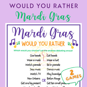 Preview of Mardi Gras Would You Rather speech therapy Activities middle high school 5th 6th