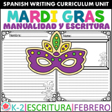 Mardi Gras Writing Craft English and Spanish Manualidad y 