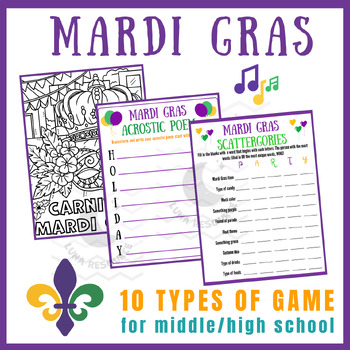 Preview of Mardi Gras independent reading Activities Unit Sub Plans crafts Early finishers