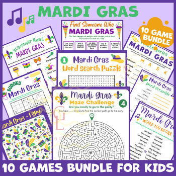 Preview of Mardi Gras icebreaker game BUNDLE main idea activity independent work middle 6th