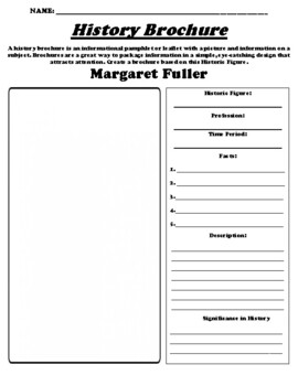 Preview of Margaret Fuller "History Brochure" Worksheet & WebQuest