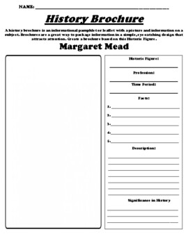 Preview of Margaret Mead "History Brochure" Worksheet & WebQuest
